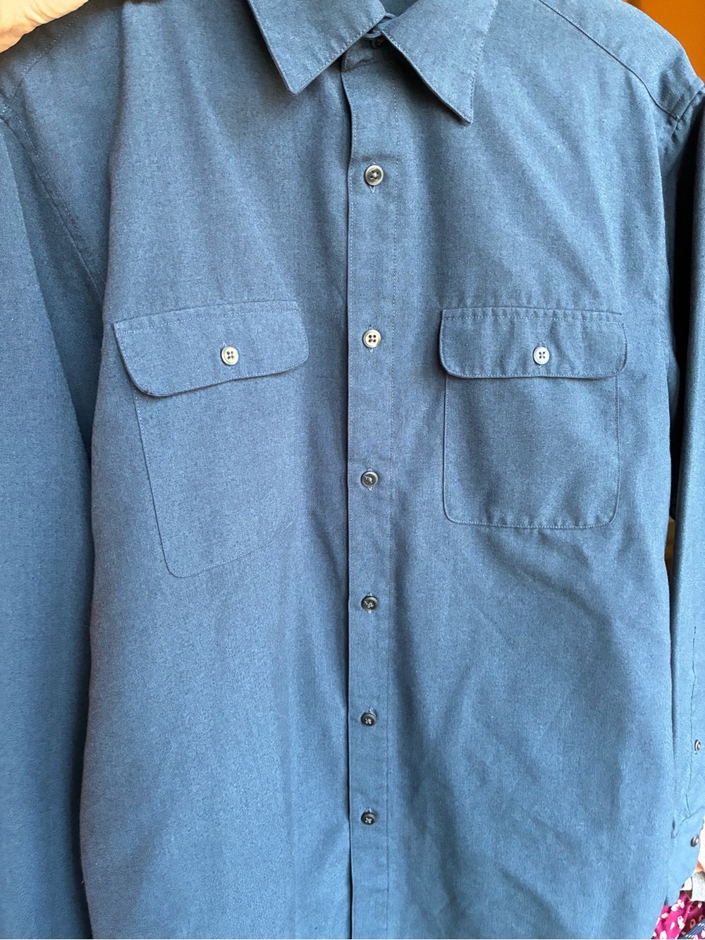 Joseph Abboud Men's Blue Button-Up Work Shirt with Dual Chest Pockets